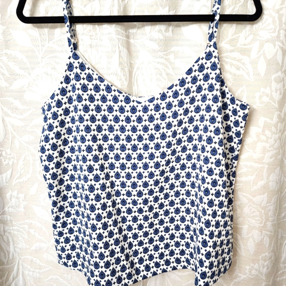 Blue and White Fitted Crop Camisole - Picture 1 of 5